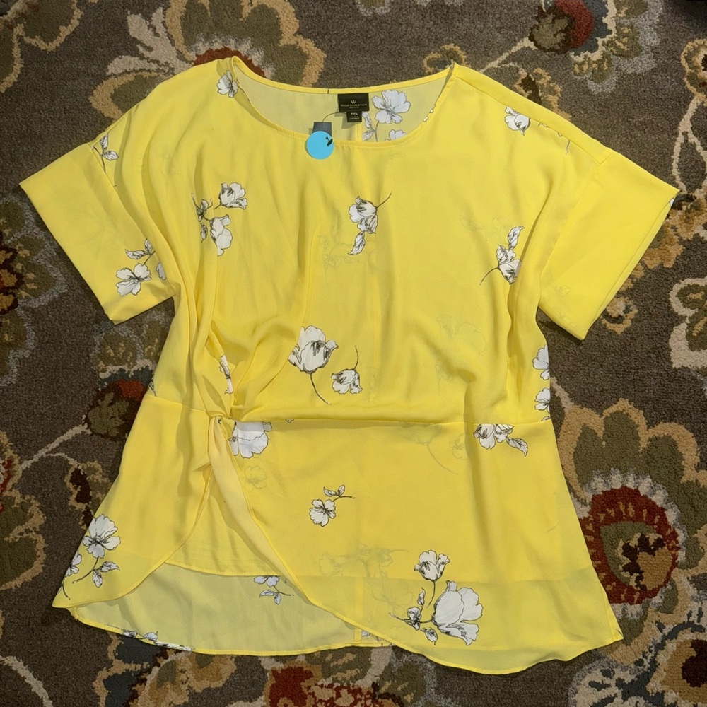 New* Worthington petite yellow floral women’s blouse